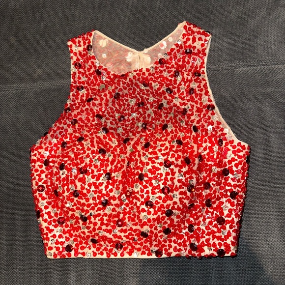 Red Two Piece Dress - Picture 1 of 4